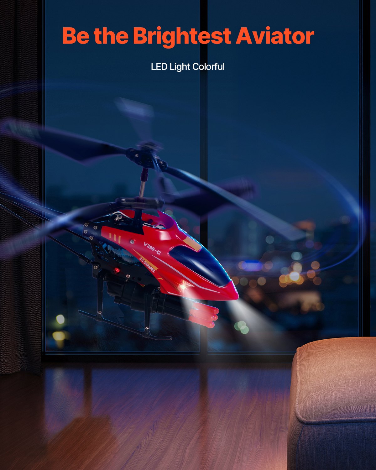 RC Helicopter, 2.4GHz Flying Remote Control Helicopter with Shooting Mode, 3.5 Channel RC Airplane for Kid, Altitude Hold, One-Key Takeoff/Landing & LED Lights, Toys for Kids Ages 14 and up