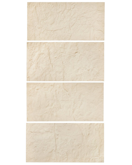 3D-Wandpaneele, 4er-Pack, 122 x 61 cm, PU-Steinoptik, 32 Quadratfuß Deckkraft, Steingelb