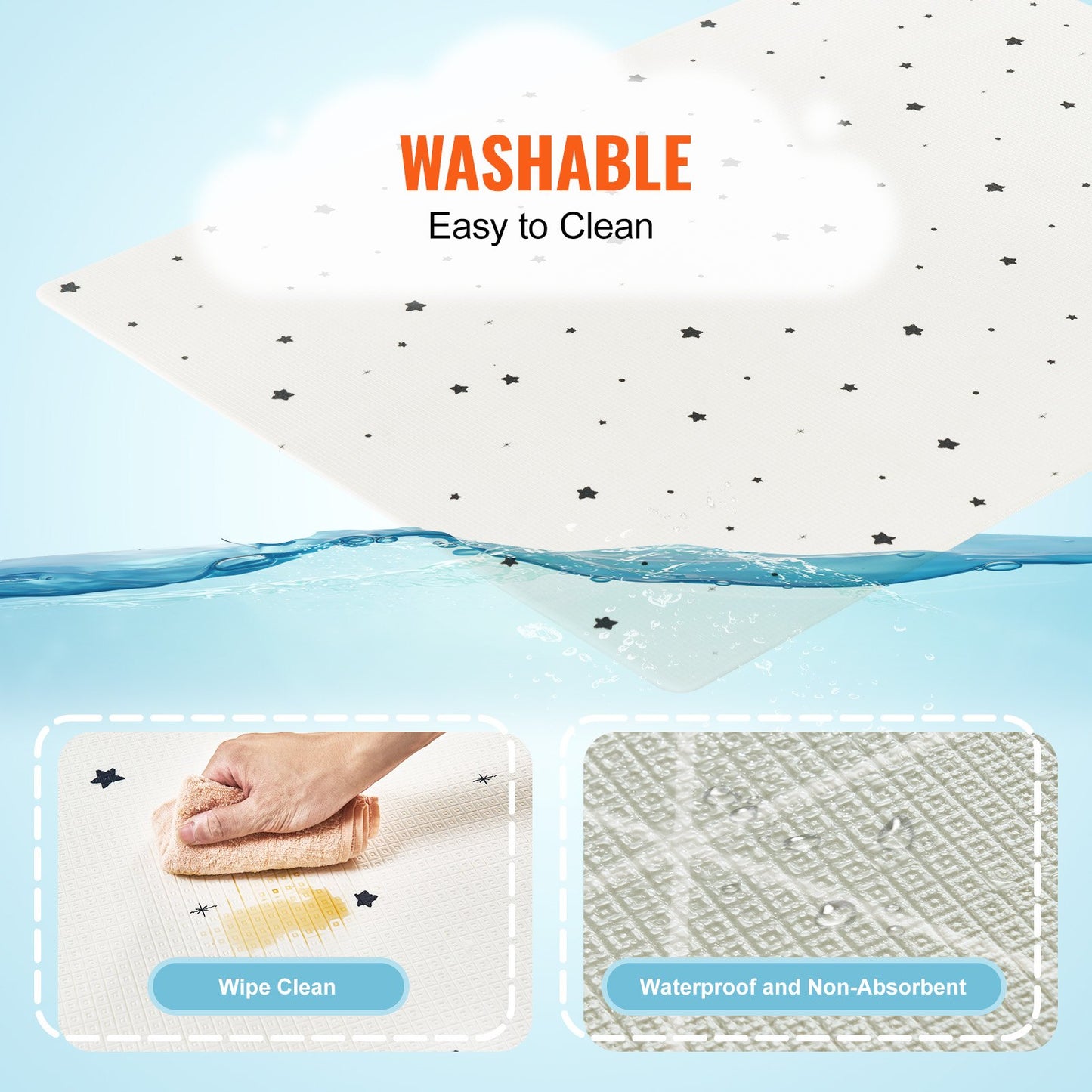 Baby Play Mat, 55""x79"" Baby Crawling Mat, Non-Slip One-Piece Soft Baby Playmat, Rollable Reversible Floor Mat, Waterproof Activity Playmats, for Babies Toddlers Infants, Play & Tummy Time