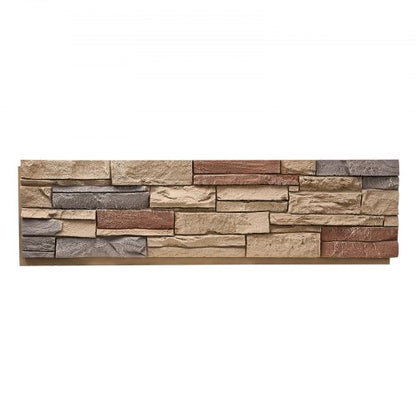Faux Stacked Stone Panel, 45.6 x 12.8 in Artificial Stone Wall Panels, High-Density PU Stones Siding Panel, Easy to Cut, Rock Panels for Interior and Exterior Decorations, Brick Red