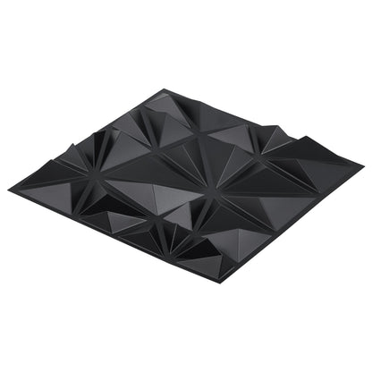 3D-Wandpaneele, 33er-Pack, 30 x 30 cm, PVC, 32 Quadratfuß Deckkraft, Diamantschwarz