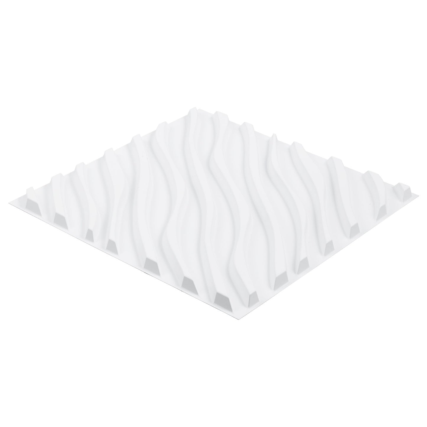 3D-Wandpaneele, 12er-Pack, 50 x 50 cm, PVC, 32 Quadratfuß Abdeckung, Wellen-Mattweiß