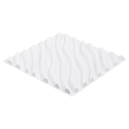 3D-Wandpaneele, 12er-Pack, 50 x 50 cm, PVC, 32 Quadratfuß Abdeckung, Wellen-Mattweiß