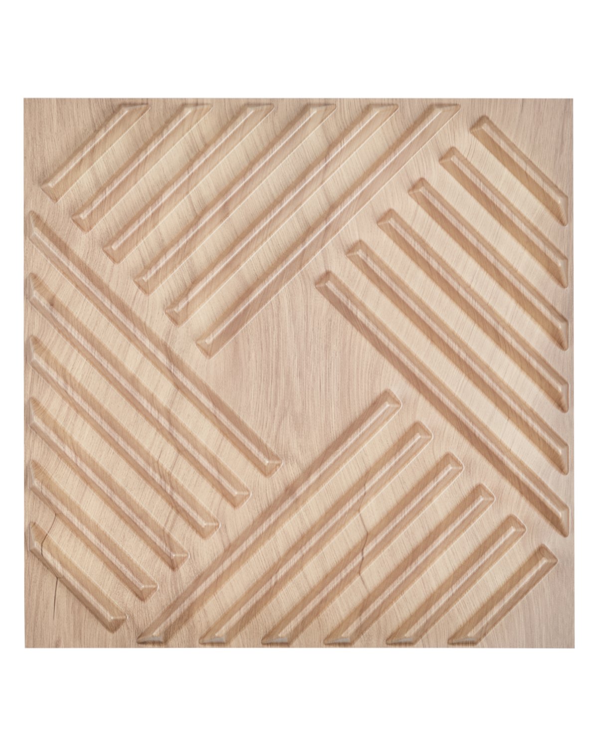 3D-Lamellen-Wandpaneele, 12er-Pack, 50 x 50 cm, PVC, 32 Quadratfuß Deckkraft, helles Holz