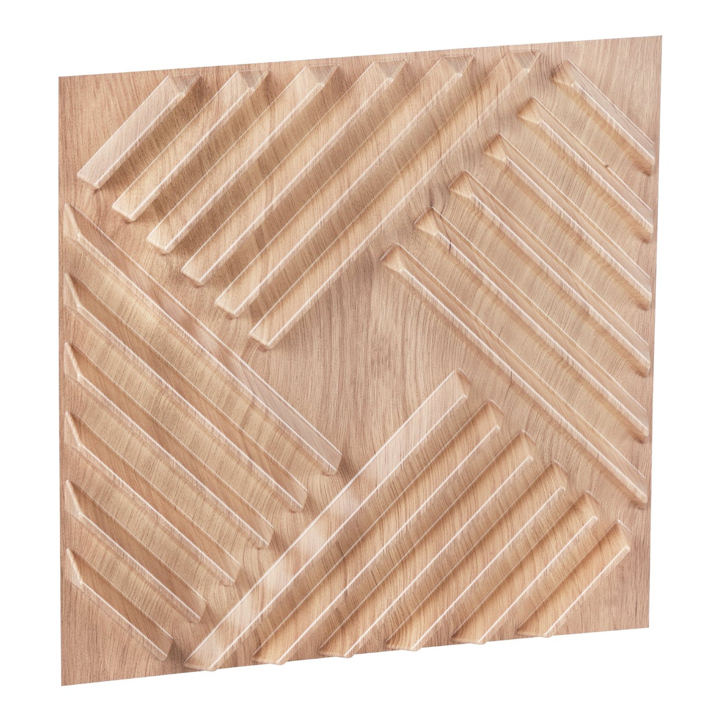 3D-Lamellen-Wandpaneele, 12er-Pack, 50 x 50 cm, PVC, 32 Quadratfuß Deckkraft, helles Holz