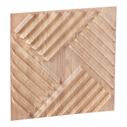 3D-Lamellen-Wandpaneele, 12er-Pack, 50 x 50 cm, PVC, 32 Quadratfuß Deckkraft, helles Holz