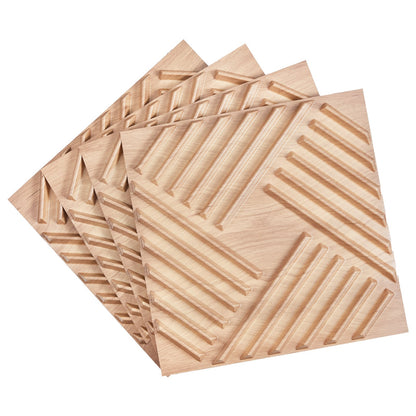 3D-Lamellen-Wandpaneele, 12er-Pack, 50 x 50 cm, PVC, 32 Quadratfuß Deckkraft, helles Holz