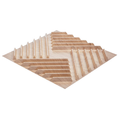 3D-Lamellen-Wandpaneele, 12er-Pack, 50 x 50 cm, PVC, 32 Quadratfuß Deckkraft, helles Holz