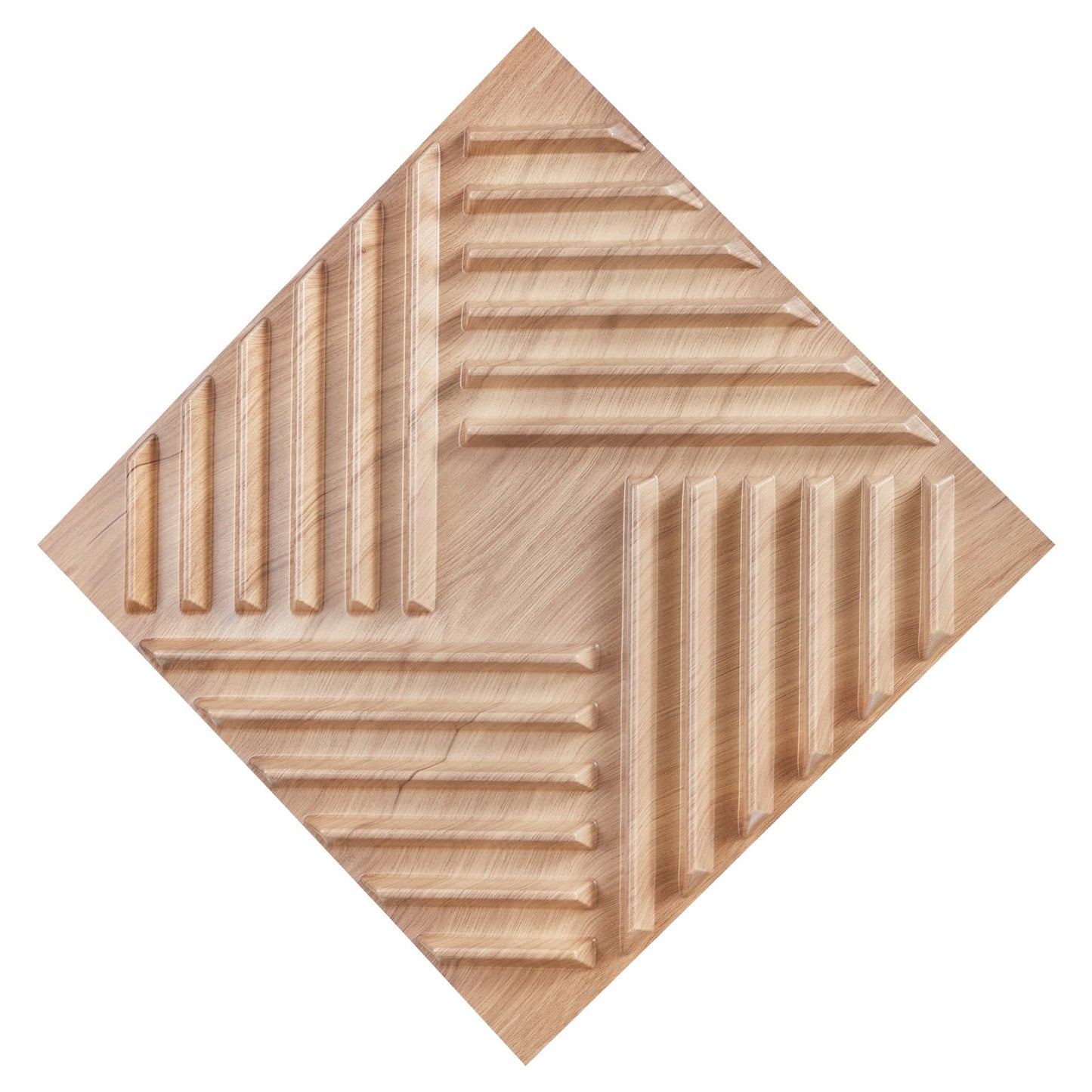 3D-Lamellen-Wandpaneele, 12er-Pack, 50 x 50 cm, PVC, 32 Quadratfuß Deckkraft, helles Holz