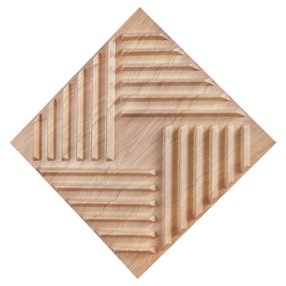 3D-Lamellen-Wandpaneele, 12er-Pack, 50 x 50 cm, PVC, 32 Quadratfuß Deckkraft, helles Holz