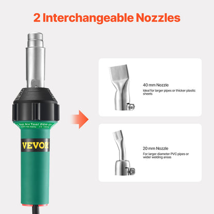 Varmluftsplastsvetsare 1600 W PVC TPO Vinyl Värmepistol Ficklampa & 5 tillbehör