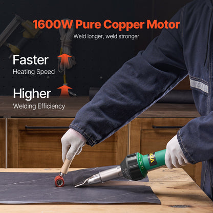 Varmluftsplastsvetsare 1600 W PVC TPO Vinyl Värmepistol Ficklampa & 17 tillbehör