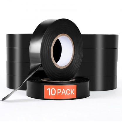 600V Electrical Tape, 10 Rolls, 3/4 in x 66 ft General Purpose PVC Insulating Wire, 0℉ to 221℉ Flame Retardant, Waterproof, Secure Adhesion, Weather Resistance, for Electrical Equipment, Black