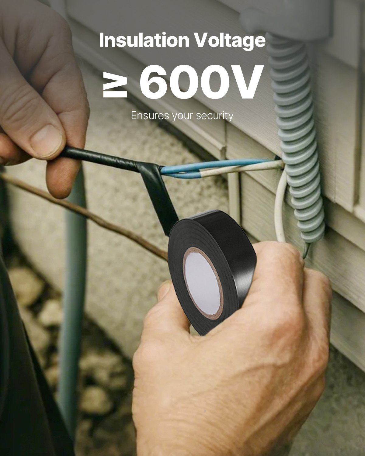 600V Electrical Tape, 10 Rolls, 3/4 in x 66 ft General Purpose PVC Insulating Wire, 0℉ to 221℉ Flame Retardant, Waterproof, Secure Adhesion, Weather Resistance, for Electrical Equipment, Black