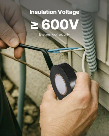 600V Electrical Tape, 10 Rolls, 3/4 in x 66 ft General Purpose PVC Insulating Wire, 0℉ to 221℉ Flame Retardant, Waterproof, Secure Adhesion, Weather Resistance, for Electrical Equipment, Black