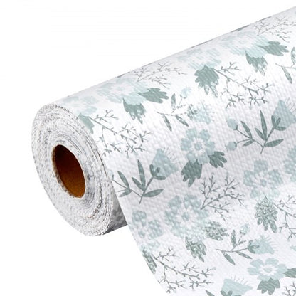 Drawer and Shelf Liner for Kitchen Cabinet, Non-Adhesive Non-Slip Thick Refrigerator Liners, Waterproof Shelf Paper, Cupboard Bathroom Drawer Mats, PVC Fridge Lining for Shelves, Floral, 23 FT