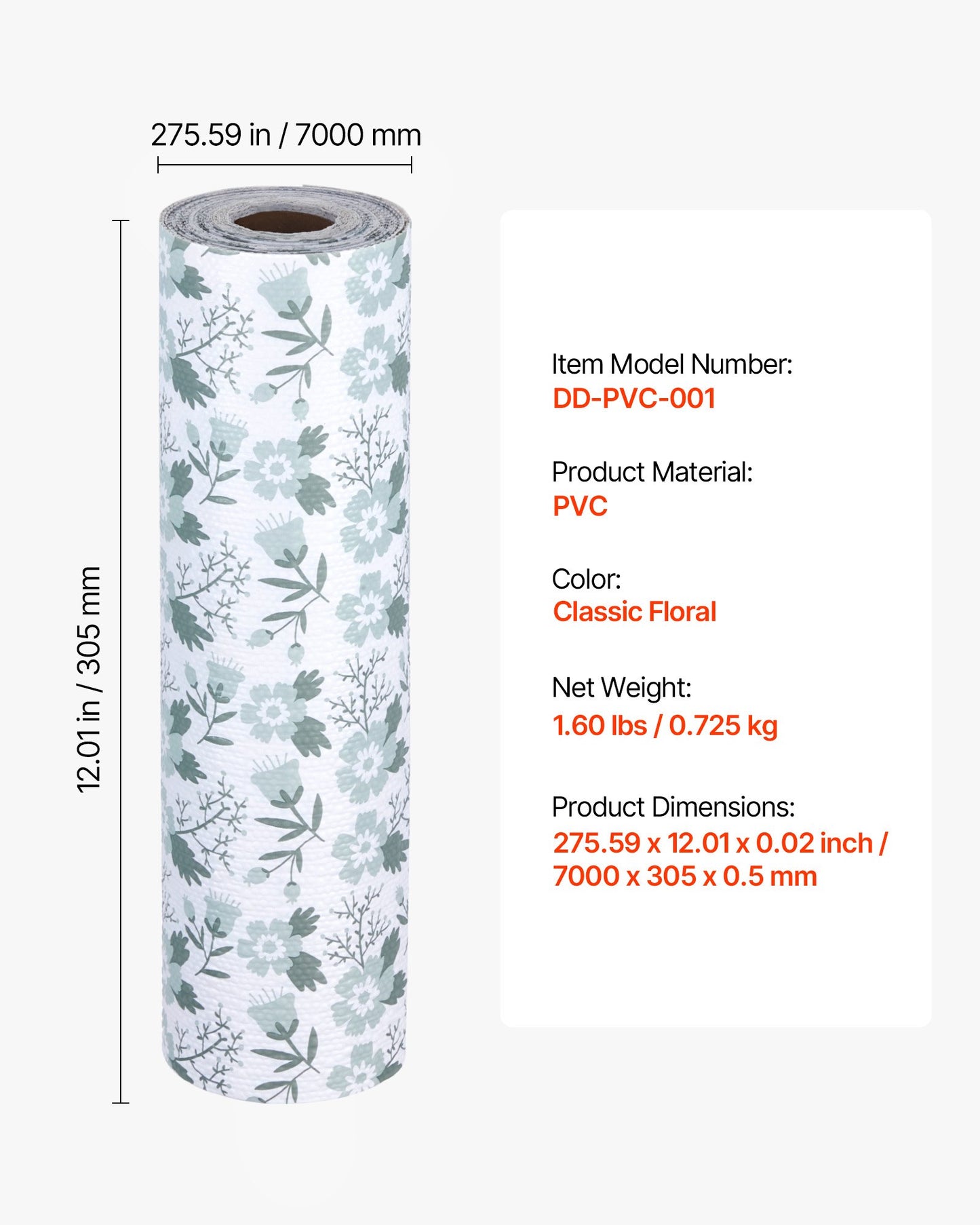 Drawer and Shelf Liner for Kitchen Cabinet, Non-Adhesive Non-Slip Thick Refrigerator Liners, Waterproof Shelf Paper, Cupboard Bathroom Drawer Mats, PVC Fridge Lining for Shelves, Floral, 23 FT