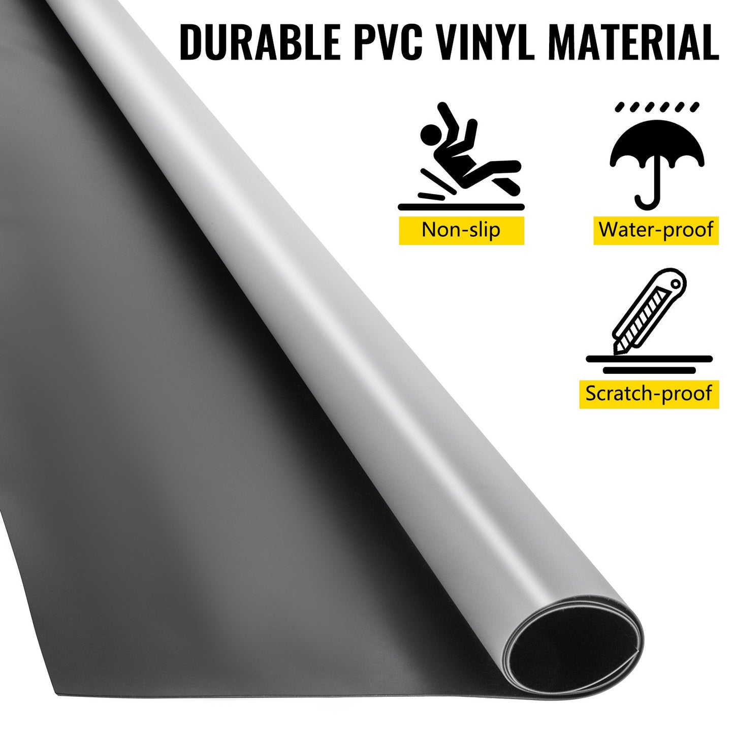 Dance Floor Roll Portable 6.6x49.2ft Practice Dance Floor 1.5mm Thickness PVC Dance Flooring Dance Floor Grey/Black Roll out Dance Floor Non-slide &Wearproof Dance Floor Easy Cleaning for Ballet