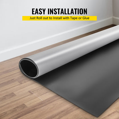 Dance Floor Roll Portable 6.6x49.2ft Practice Dance Floor 1.5mm Thickness PVC Dance Flooring Dance Floor Grey/Black Roll out Dance Floor Non-slide &Wearproof Dance Floor Easy Cleaning for Ballet