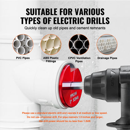 8Pcs PVC Pipe Reamer Kit, 8-Piece, Plastic Pipe Fitting Socket Saver Kit, Includes 1/2'', 3/4", 1", 1-1/4'', 1-1/2", 2", 3", 4'', for PVC, CPVC, ABS Fittings, for Exhaust, Drain, Water Pipes Cleaning