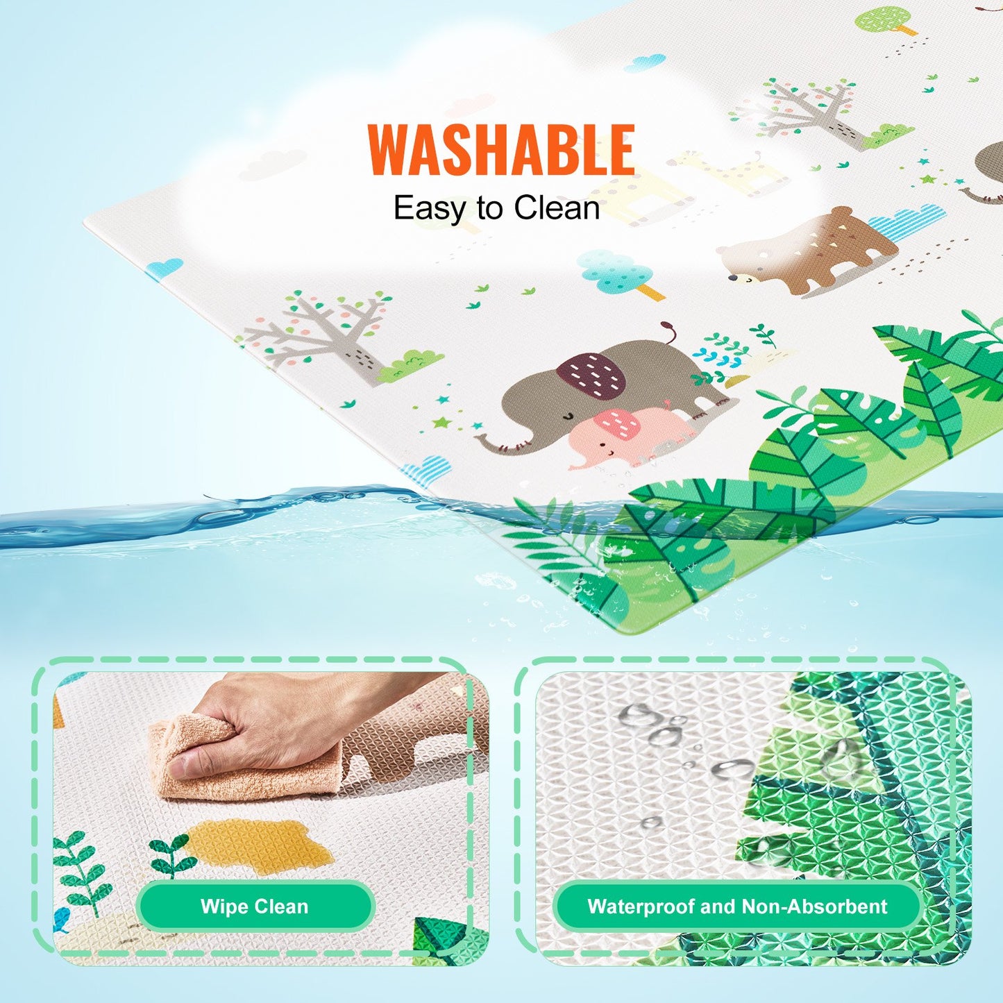 55"x82" Baby Play Mat Kids Crawling Soft Activity Floor Play Mat 2 Side