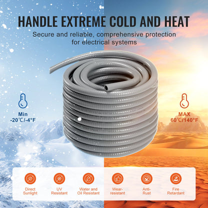 1 Zoll flexibles, flüssigkeitsdichtes elektrisches PVC-Rohr, 100 Fuß, nichtmetallisch, IP65