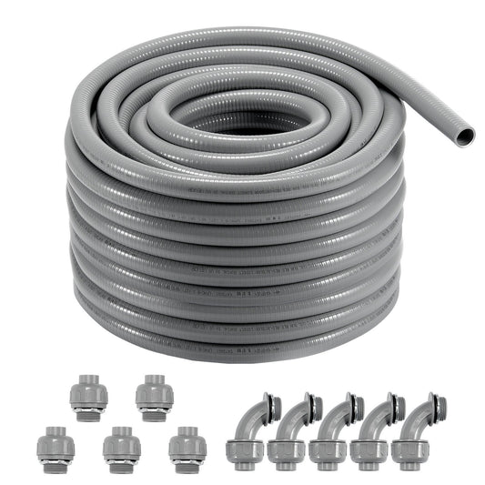 1 in Flexible Liquid Proof Electrical PVC Conduit 100 Feet Non-Metallic IP65