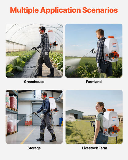 Gas Powered Backpack Sprayer, 26.5CC 0.9HP Engine, Garden Sprayer with 6.5 Gallon Tank, Large Area Coverage, Lawn Spraying Machine with 24 in Wand & Nozzles for Efficient Gardening & Farming