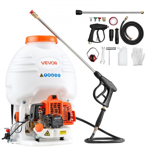 Gas Powered Backpack Sprayer, 26.5CC 0.9HP Engine, Garden Sprayer with 5 Gallon Tank, Large Area Coverage, Lawn Spraying Machine with 24 in Wand & Nozzles for Efficient Gardening & Farming