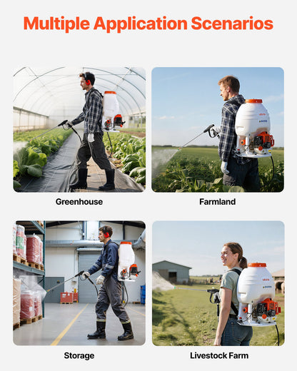 Gas Powered Backpack Sprayer, 26.5CC 0.9HP Engine, Garden Sprayer with 5 Gallon Tank, Large Area Coverage, Lawn Spraying Machine with 24 in Wand & Nozzles for Efficient Gardening & Farming