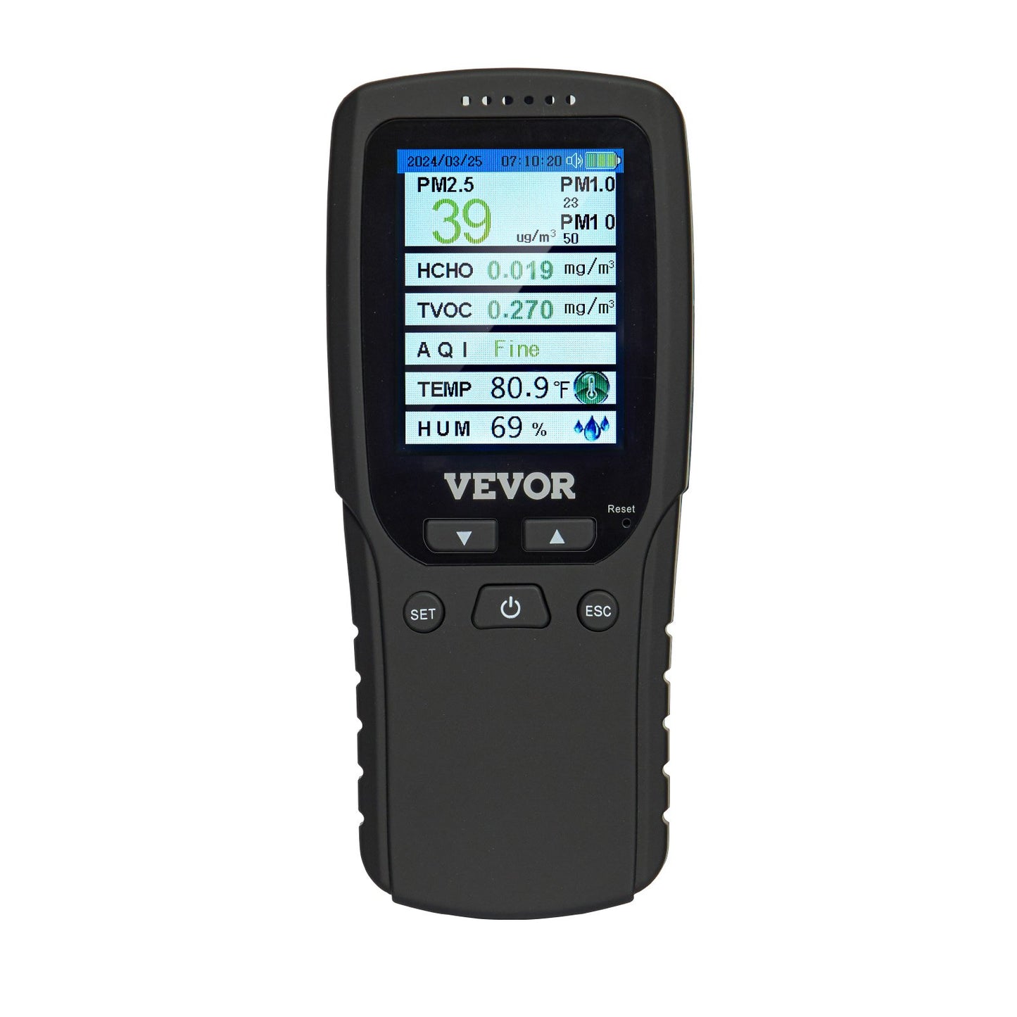 8-IN-1 Air Quality Meter PM1.0/2.5/10 HCHO TVOC Humidity Meter