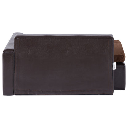 Pet Sofa, Dog Sofa for Medium Dogs and Cats, Soft Leather Dog Sofa, 110 lbs Loading Cat Sofa, Black