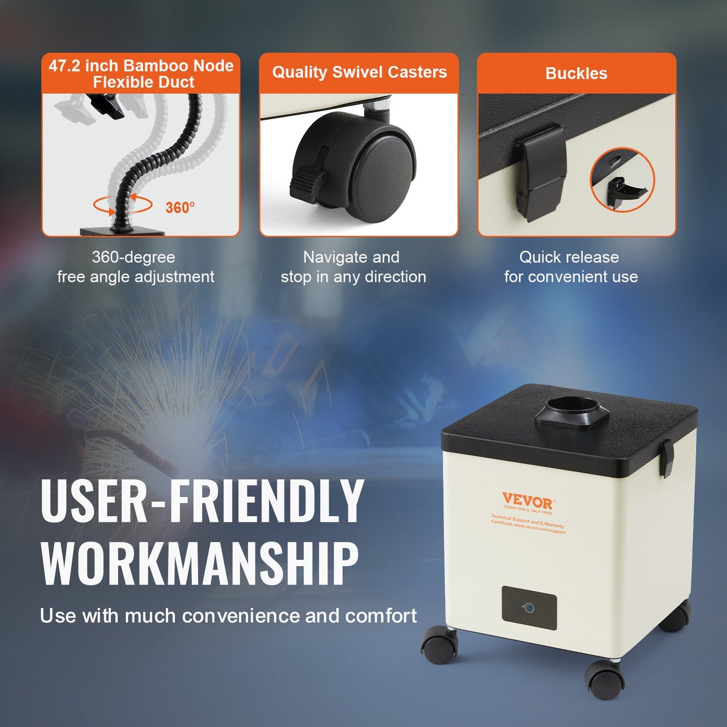 Solder Fume Extractor, 100W Soldering Smoke Extractor with 3-Stage Filters, 240 m³/h Strong Suction Smoke Absorber and Purifier for Soldering, Engraving, DIY Welding, Salon