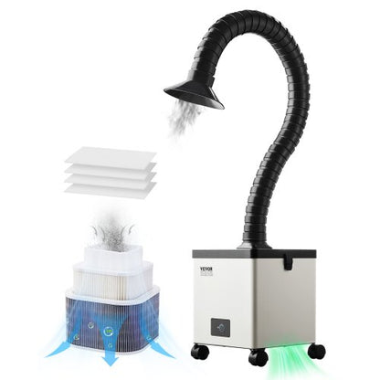 Solder Fume Extractor, 85W Brushless Soldering Smoke Absorber with 3-Stage Filters & 3-Speed Adjustment, 200m³/h Strong Suction Solder Smoke Purifier for Soldering, Engraving, DIY Welding, Salon