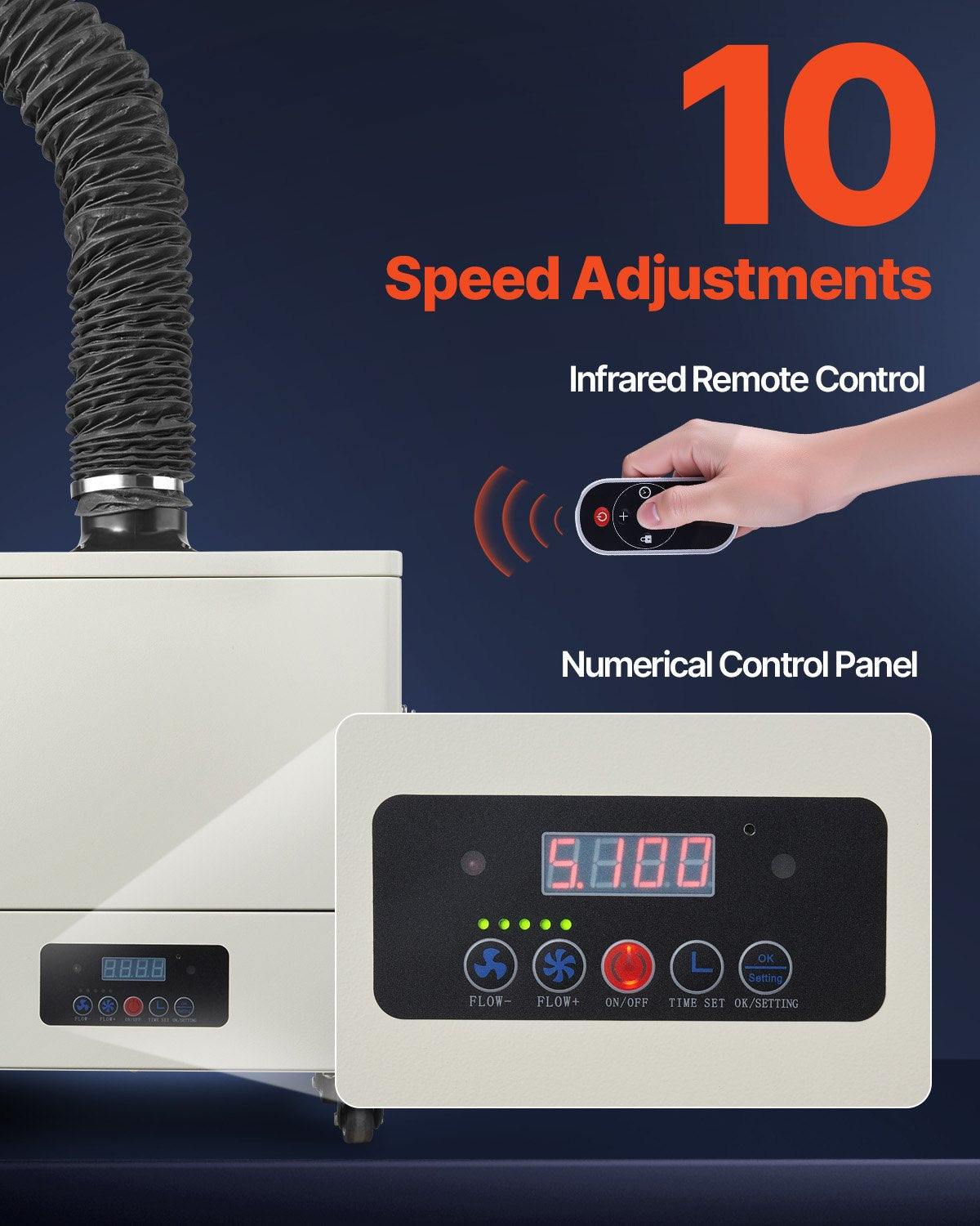 Lötrauchabsaugung 459 m³/h 280W bürstenloser Motor mit 10 Geschwindigkeitsstufen