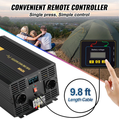 Pure Sine Wave Inverter Power Inverter 3000W DC24V till AC230V Inverter LCD
