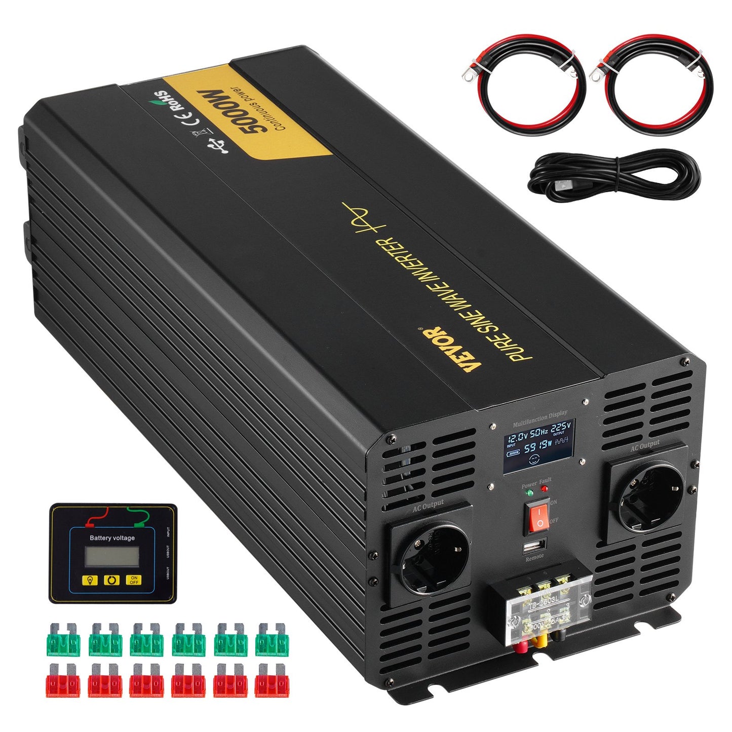 Pure Sine Wave Inverter Power Inverter 5000W DC12V till AC230V Inverter LCD