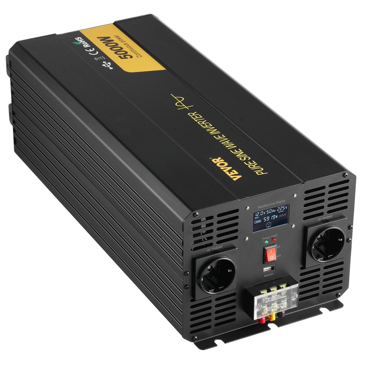 Pure Sine Wave Inverter Power Inverter 5000W DC12V till AC230V Inverter LCD
