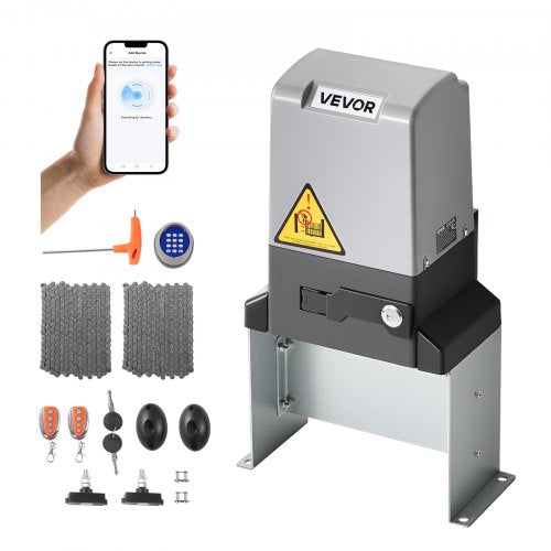 Automatic Gate Opener, 900W Electric Sliding Gate Opener for Doors up to 65.6ft 4409lbs, Chain Drive Rolling Door Motor with Infrared Sensor & 2 Remote Controls, Driveway Gates Opening System