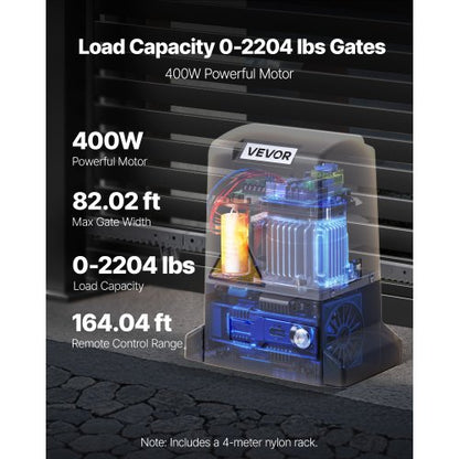 400W elektrischer Schiebetorantrieb 900kg Zahnradschiene Infrarotsensor