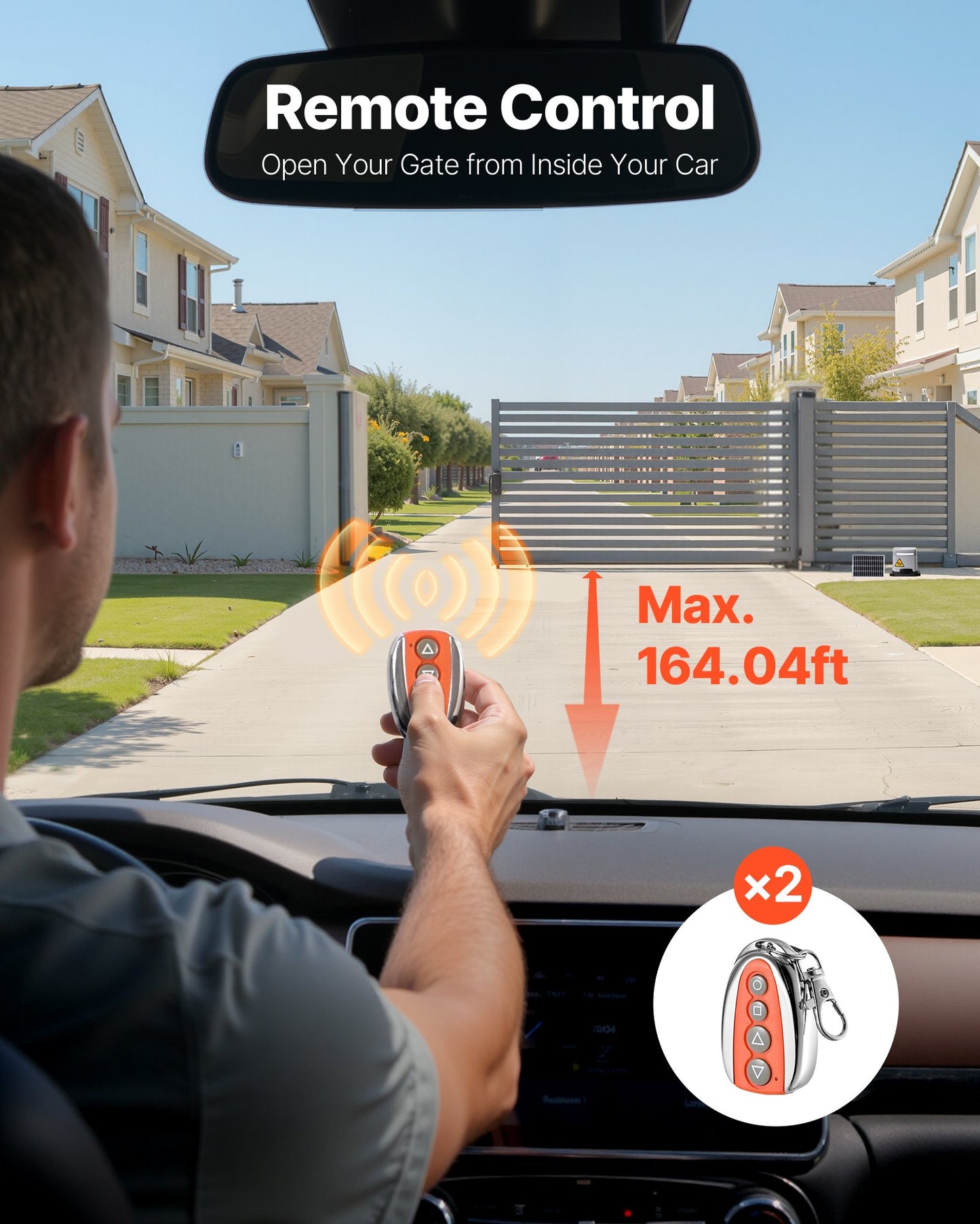Solar Sliding Gate Opener, 280W Electric Gate Opener for Doors up to 65.6ft 1799lbs, Gear Track Rolling Fence Door Motor with Infrared Sensor & 2 Remote Controls, Driveway Gates Opening System