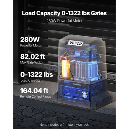 280W elektrischer Schiebetor-Öffner 1799lbs Zahnrad-Bahn-Infrarot-Sensor