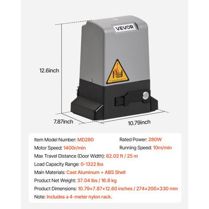 280W elektrischer Schiebetor-Öffner 1799lbs Zahnrad-Bahn-Infrarot-Sensor