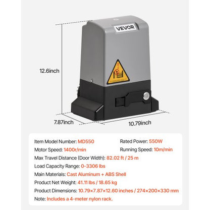 550W electric sliding gate opener 1470kg gear track infrared sensor