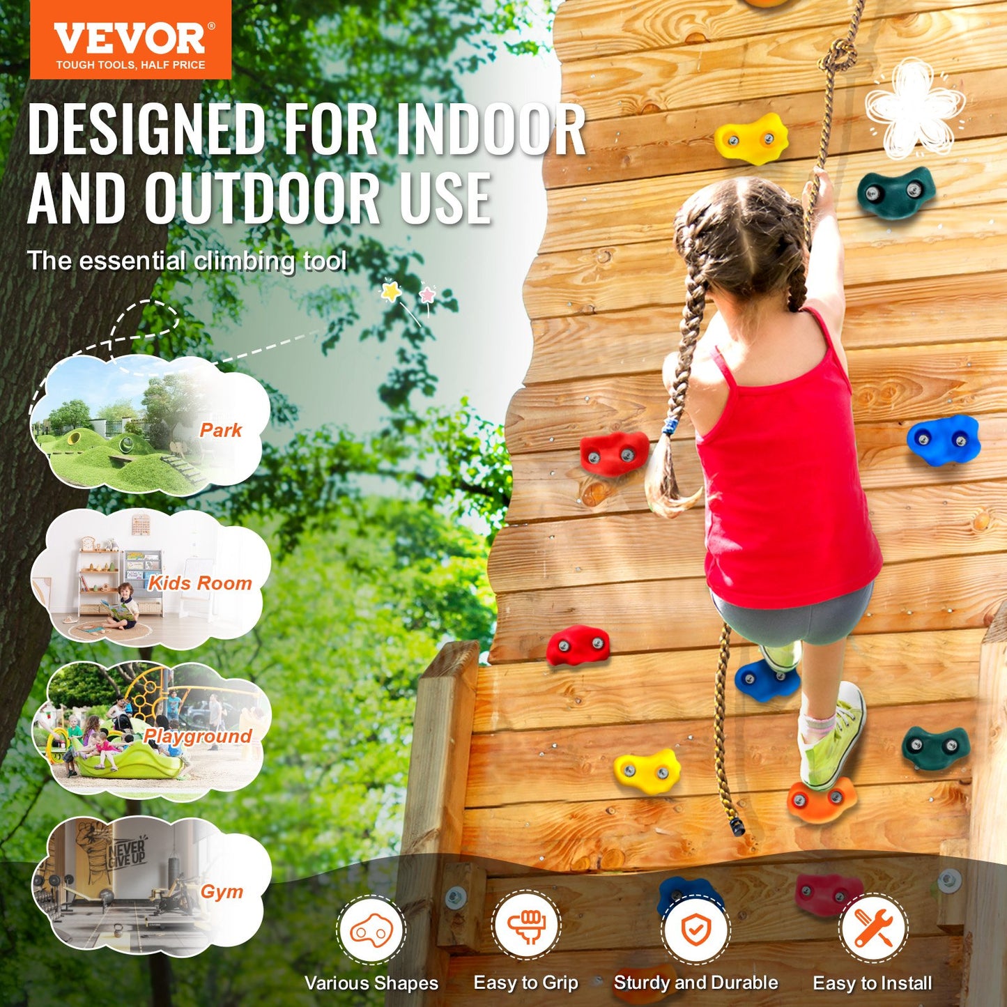 25 Klettergriffe Kletterfelsen mit geknoteten Seilgriffen Hardware