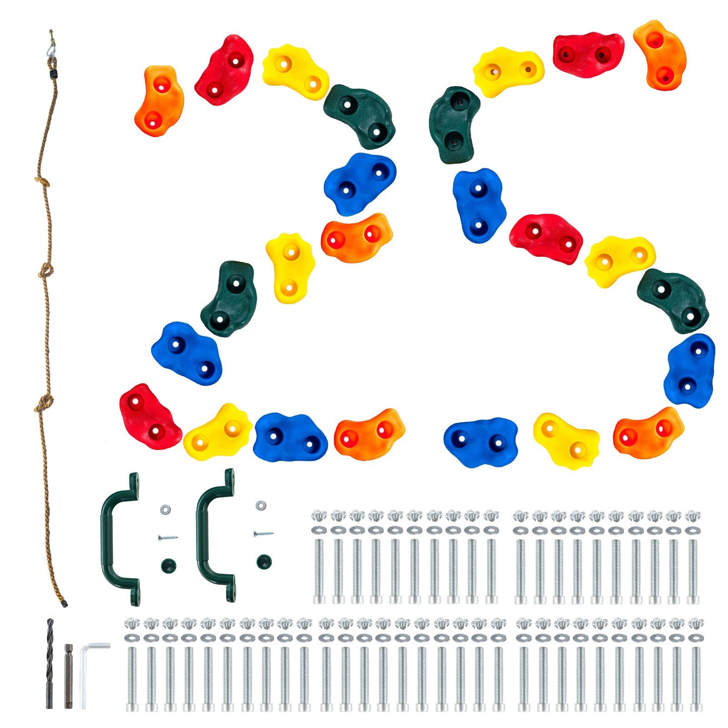 25 Klettergriffe Kletterfelsen mit geknoteten Seilgriffen Hardware