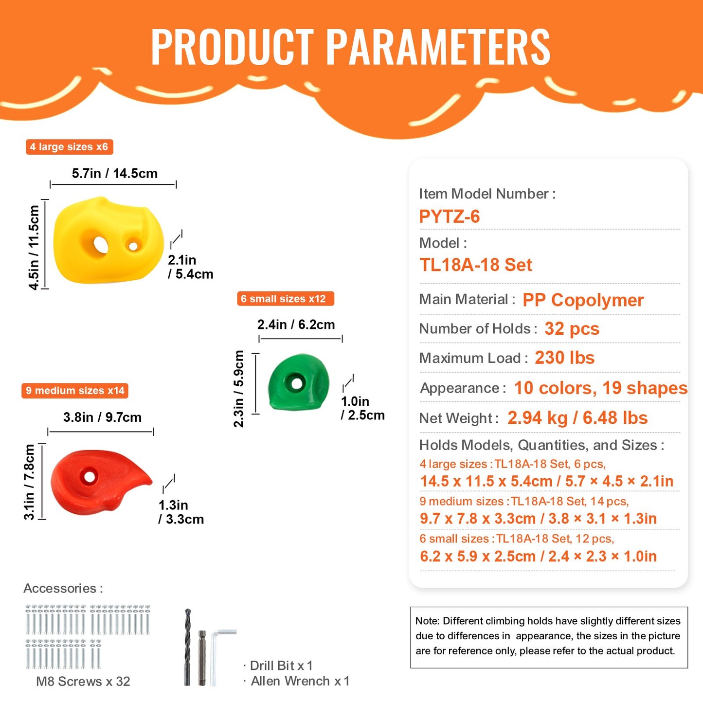 32 Klettergriffe Kletterfelsen Felswandgriffe Griffe Indoor/Outdoor