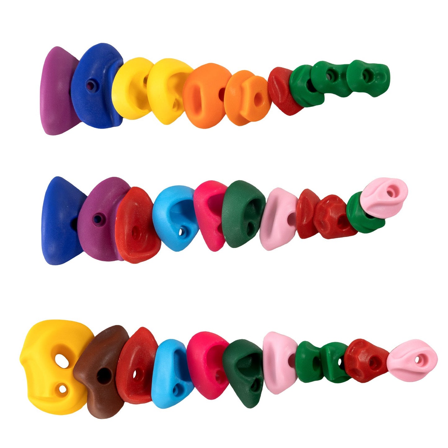 32 Klettergriffe Kletterfelsen mit farbiger Kletterseil-Hardware