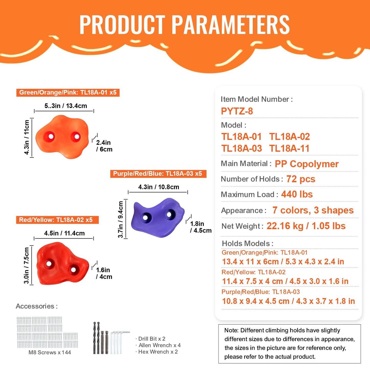 72 Rock Climbing Holds Climbing Rocks Rock Wall Holds Grips Indoor/Outdoor