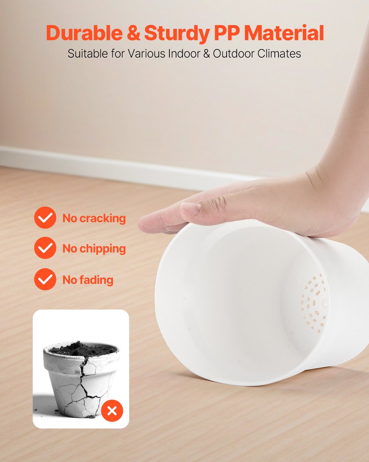 Plastic Plant Pots, 16 Packs 6 in Durable Planters, Lightweight Nursery Pots with Drainage Holes & Detachable Saucers, Round Tapered Flower Pot for Indoor & Outdoor Plants, Home Garden Decor